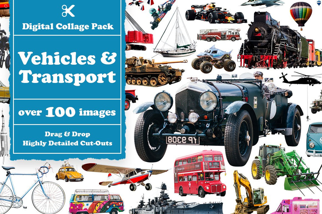 Vehicles & Transport Digital Collage Pack